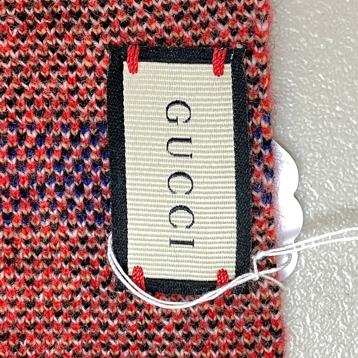 Gucci Red Wool Cartoon Print Scarf