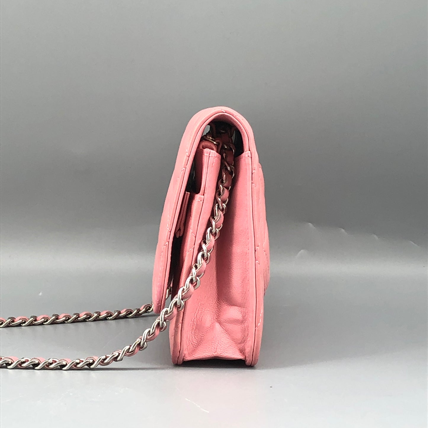Chanel Light Pink Quilted Leather Wallet on Chain