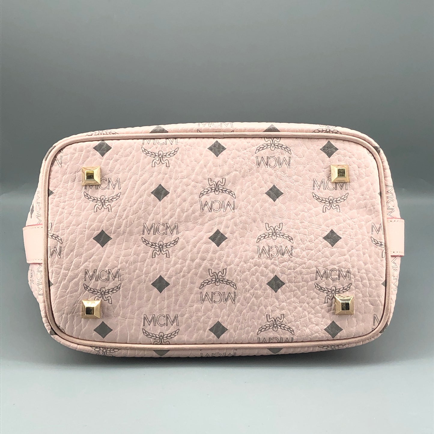 MCM Pink Visetos Print Drawstring Bucket Bag