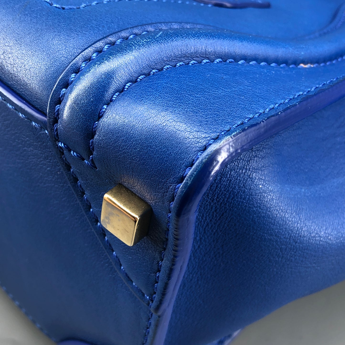 Celine Royal Blue Smooth Leather Luggage Handbag