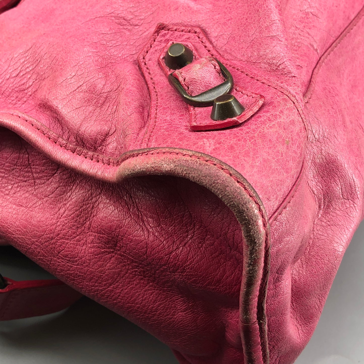 Balenciaga Pink Distressed Leather City Handbag Shoulder Bag