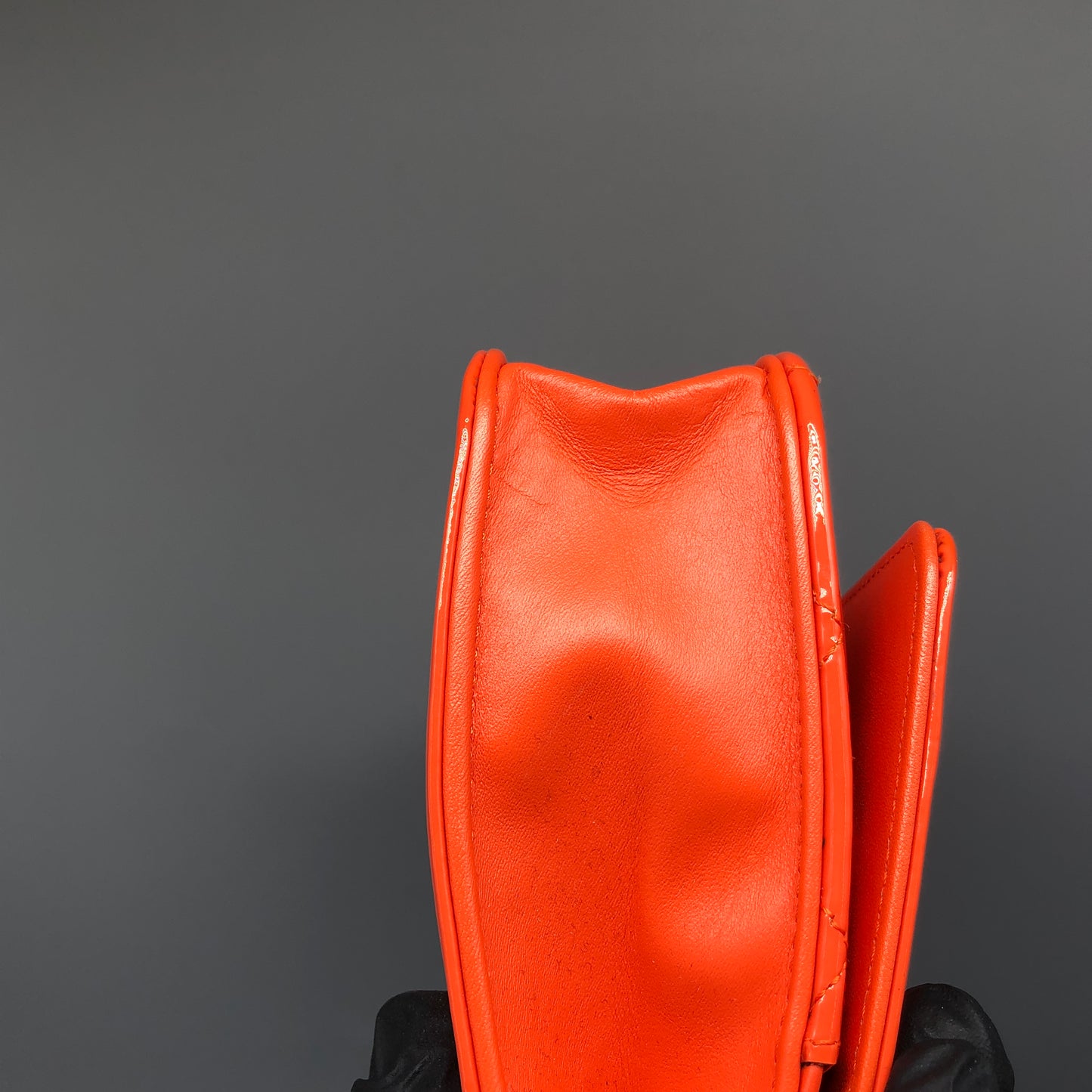 Chanel Boy Neon Orange Patent Leather Wallet on Chain Bag