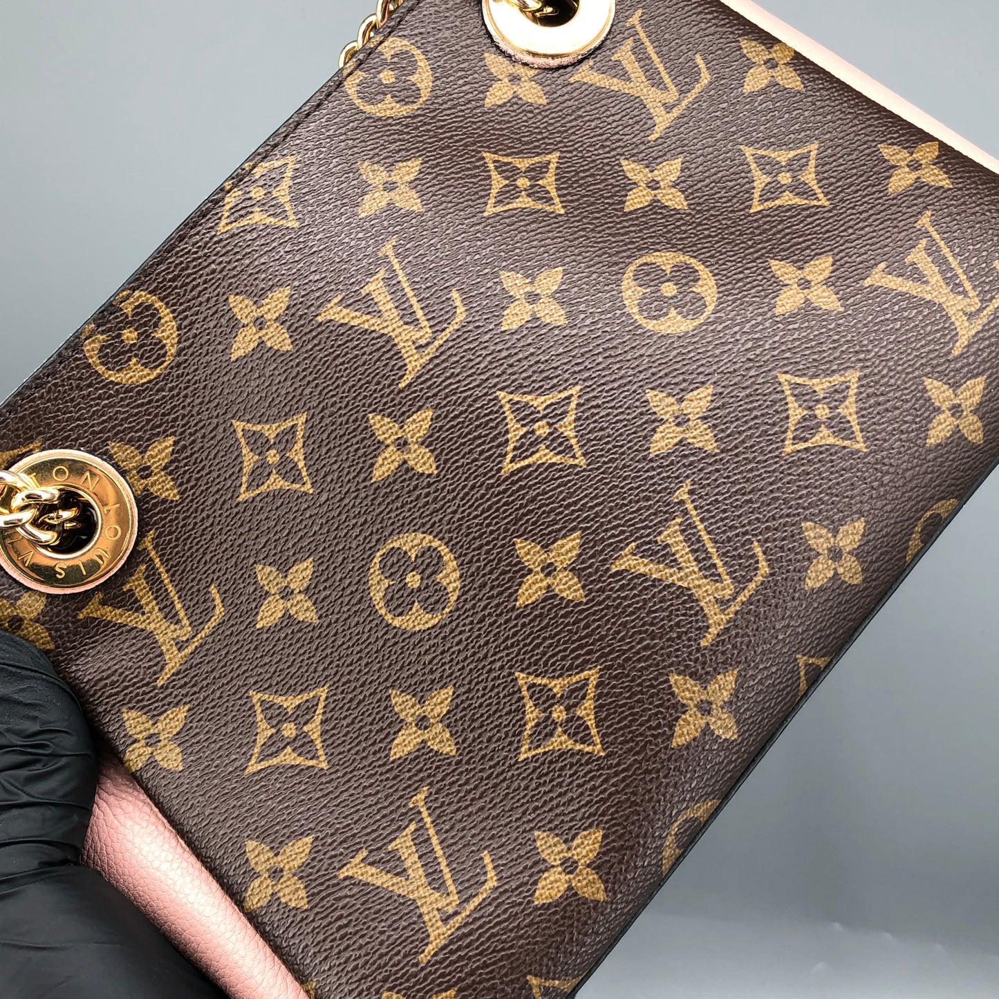 Louis Vuitton Brown Monogram & Pink Leather Chain Shoulder Bag
