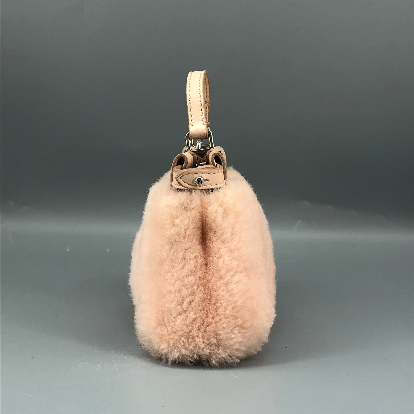 Fendi Peekaboo Mini Shearling Handbag Blush Pink