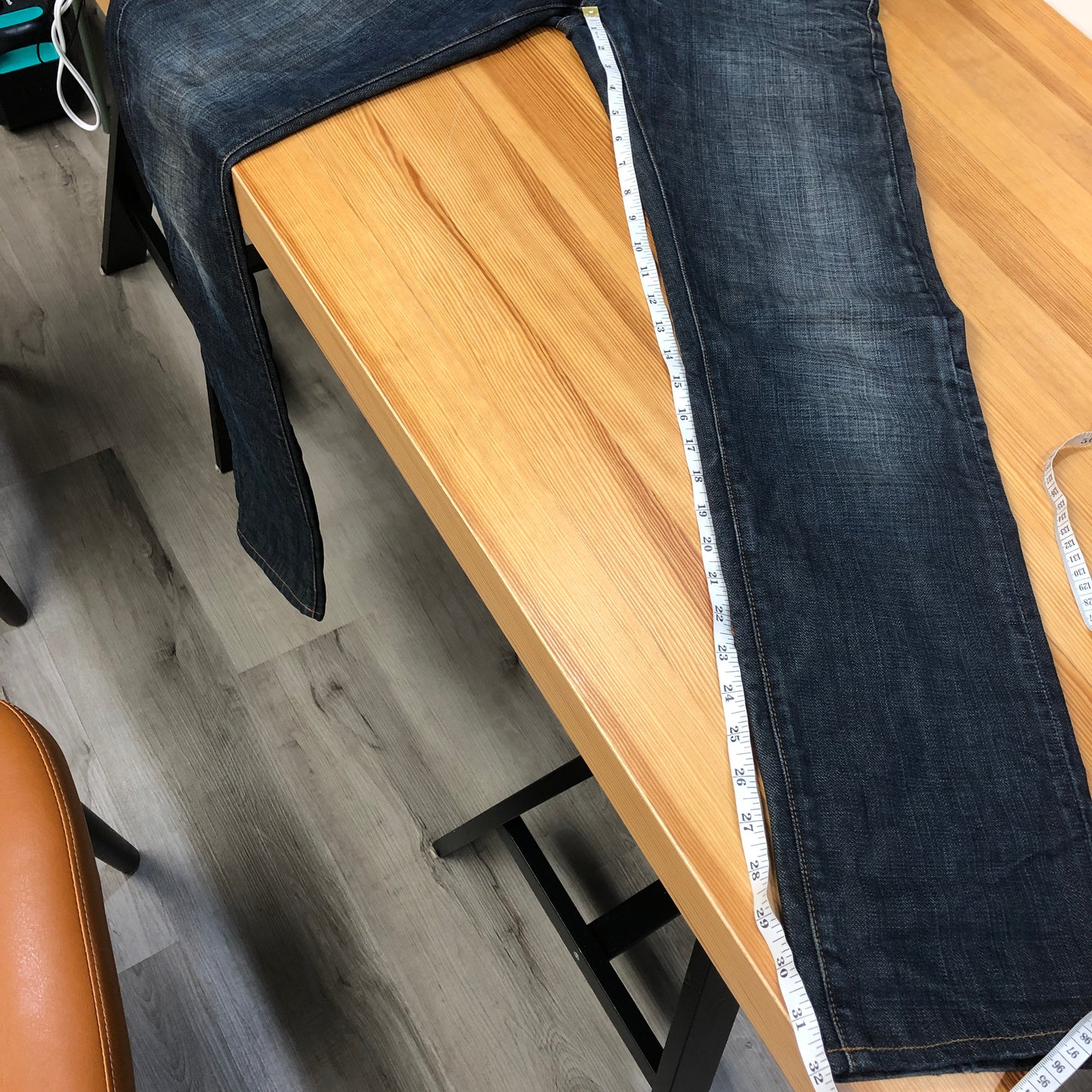 Christian Dior Dark Navy Distressed Straight Leg Denim Jeans Size 30