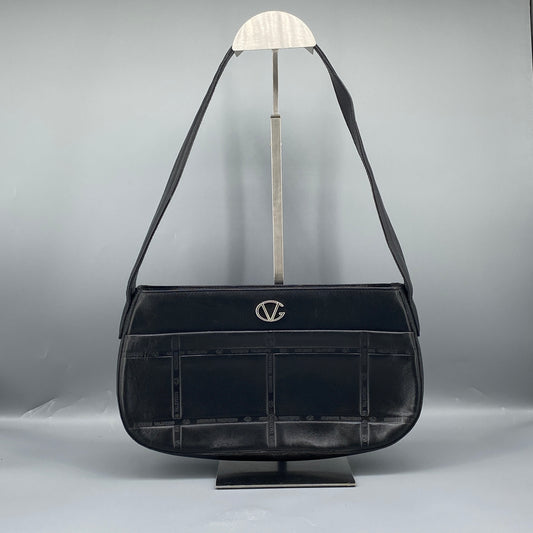 Giovanni Valentino Black Smooth Leather Logo Shoulder Bag