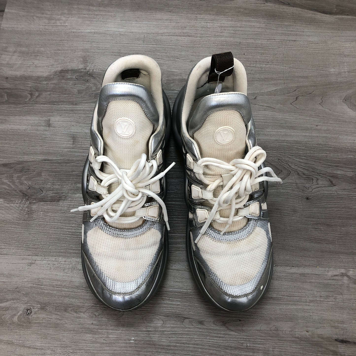 Louis Vuitton Unisex Archlight Mesh Metallic Silver White Chunky Sneaker Shoes 42