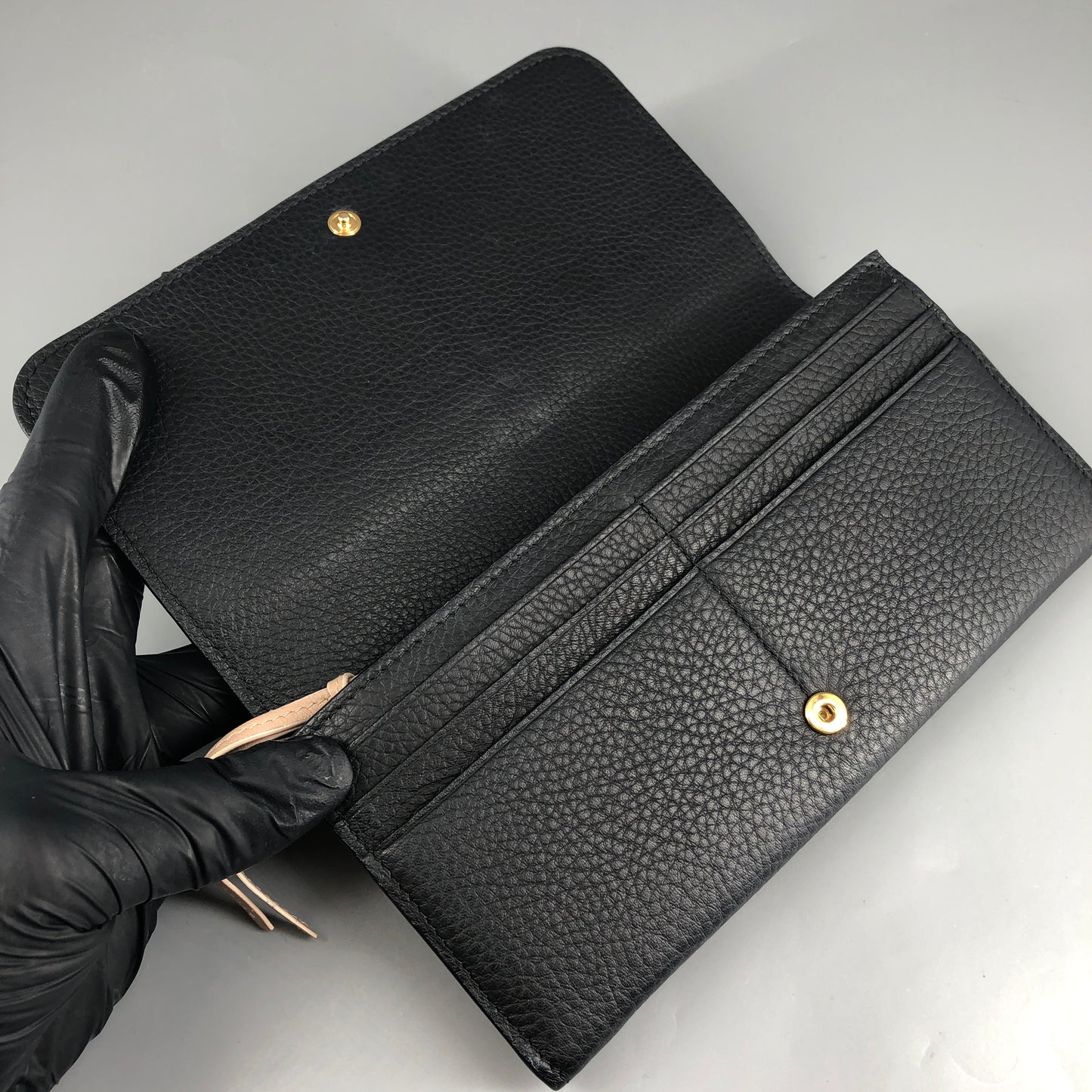 Chloe Faye Grain Leather Flap Long Wallet Black
