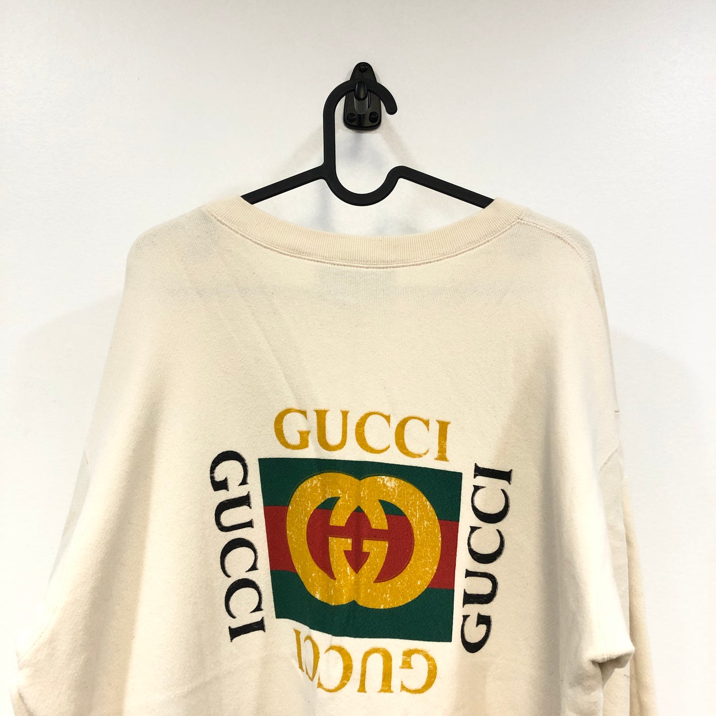 Gucci Off-White Graphic Print Crew Neck Sweatshirt Size L