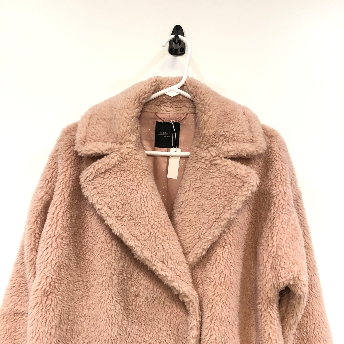 Weekend Max Mara Dusty Rose Fuzzy Textured Lapel Mid-Length Coat Size 4