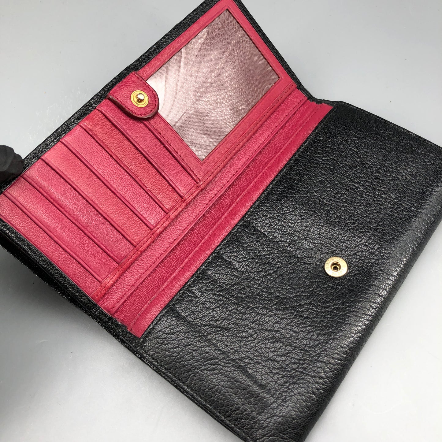 Loewe Classic Logo Black Grained Leather Long Wallet