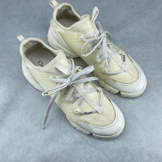 Christian Dior Women's Off White Technical Fabric Lace-Up Chunky Dad Sneakers Size 38