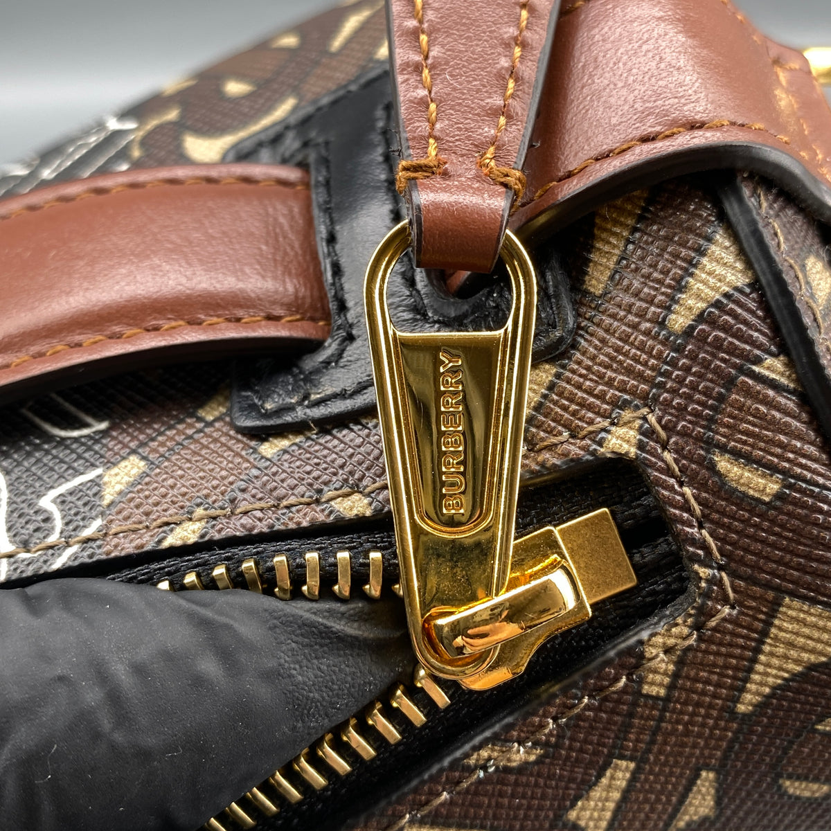 Burberry Brown Monogram Stripe Cylinder Crossbody Bag