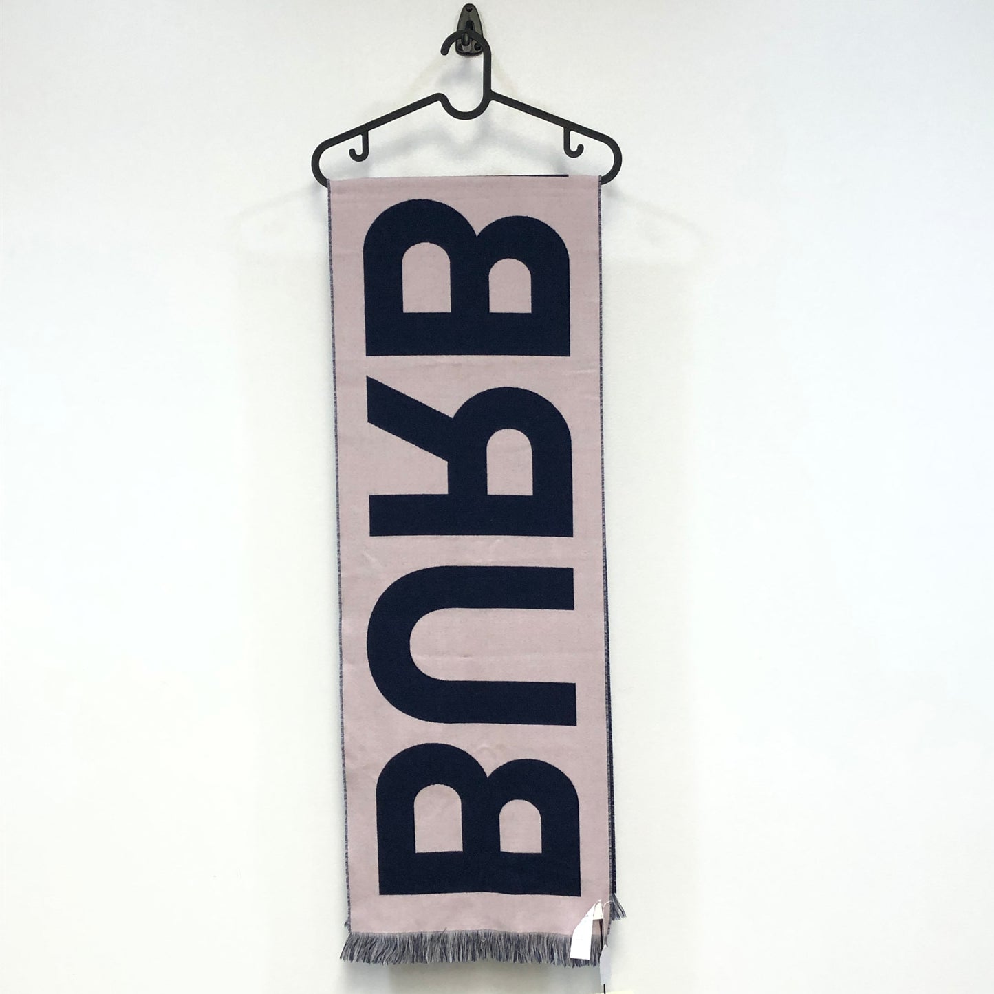 Burberry Indigo Pink Two-Tone Large Letter Logo Fringe Wool Scarf 74*13 Inches