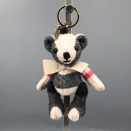 Burberry Vintage Check Thomas Bear Bag Charm Keychain Beige Grey