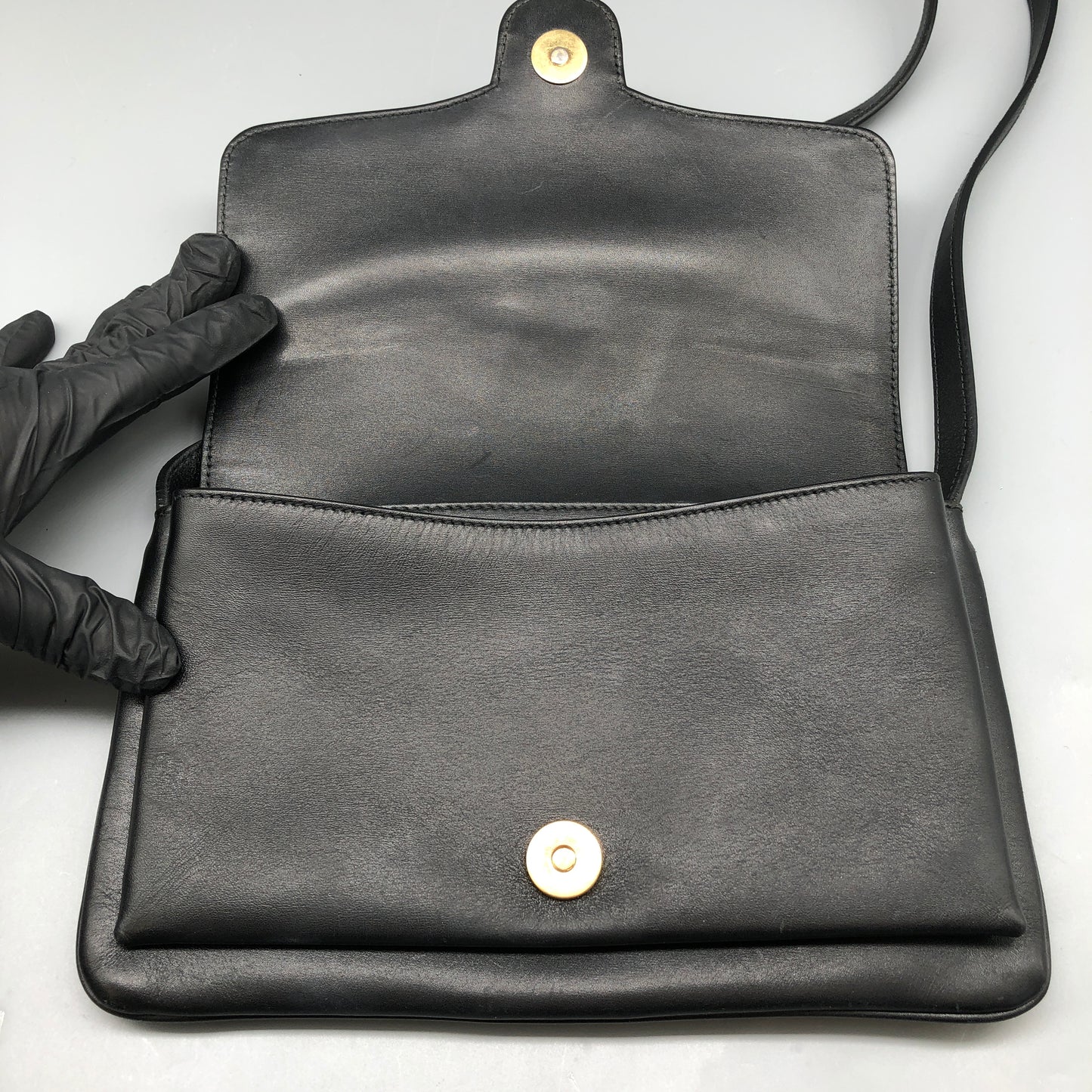 Gucci Interlocking G Leather Shoulder Bag 24*14cm Black