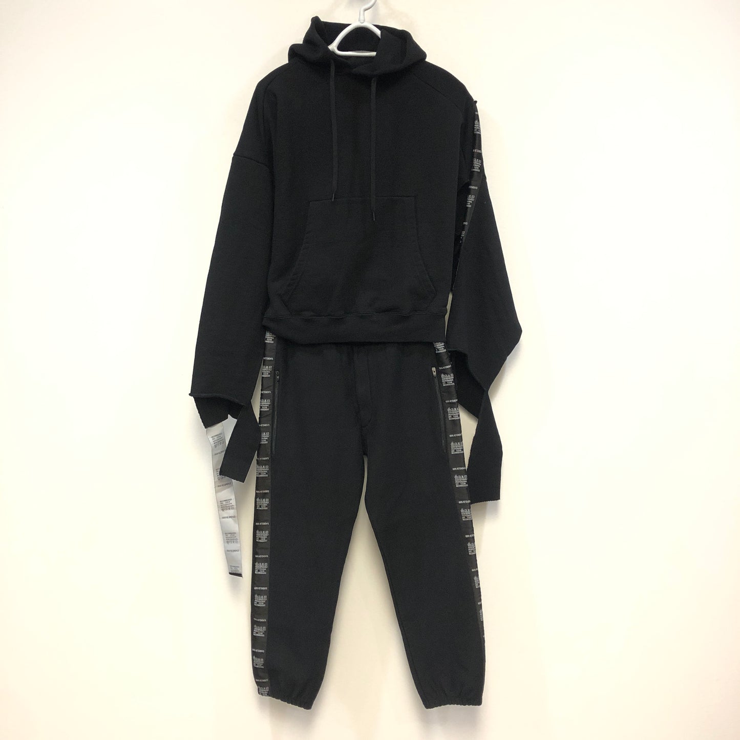 Vetements Black Logo Tape Hoodie & Track Pants Set