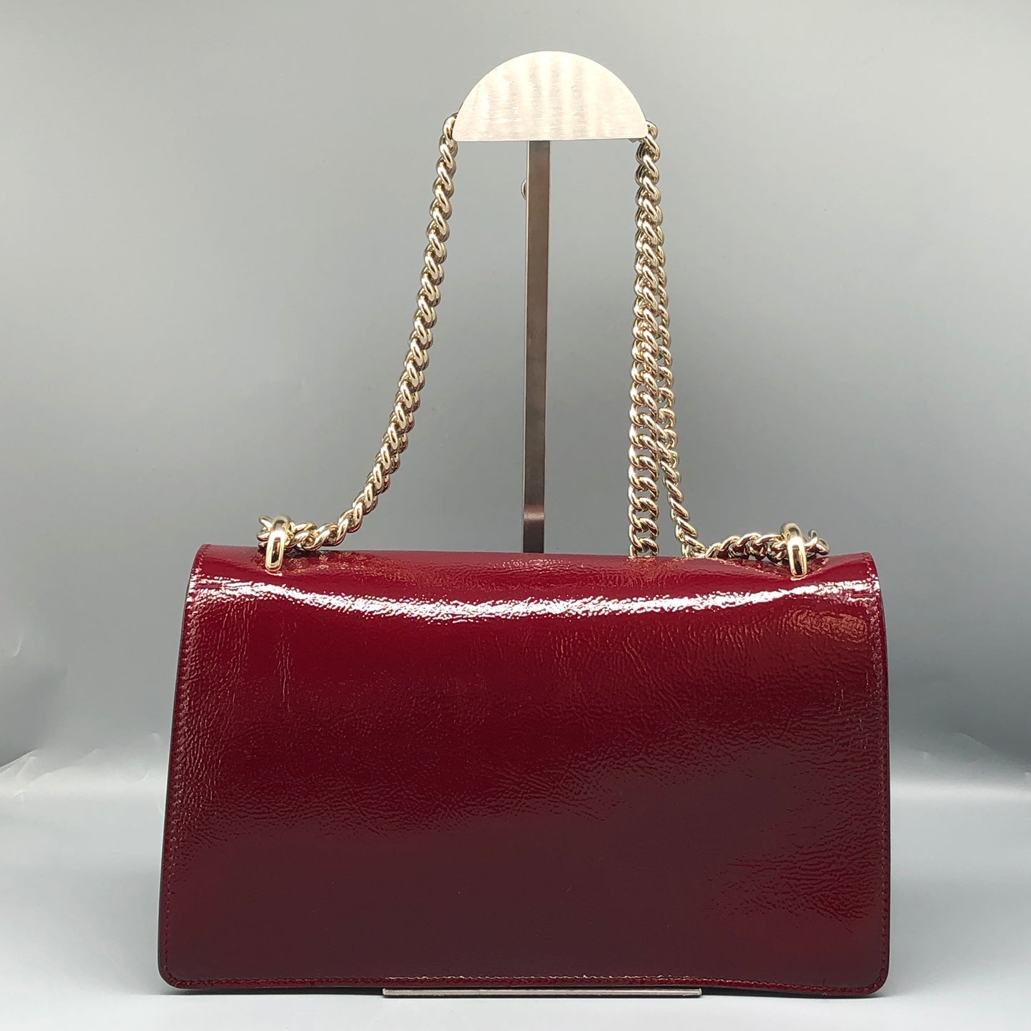 Gucci 2025 Dionysus Patent Leather Shoulder Bag Dark Red