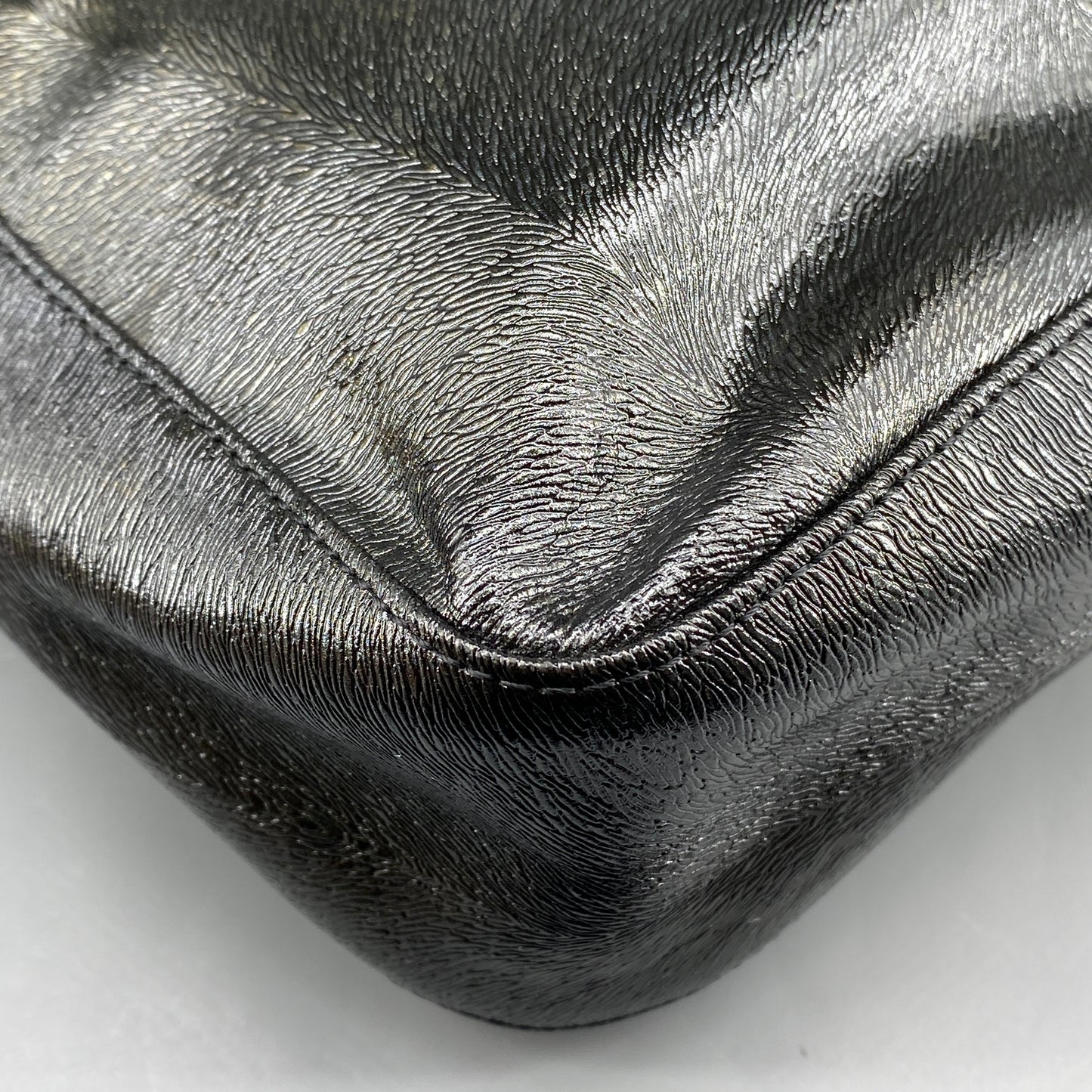 Giovanni Valentino Metallic Silver Leather Hobo Shoulder Bag