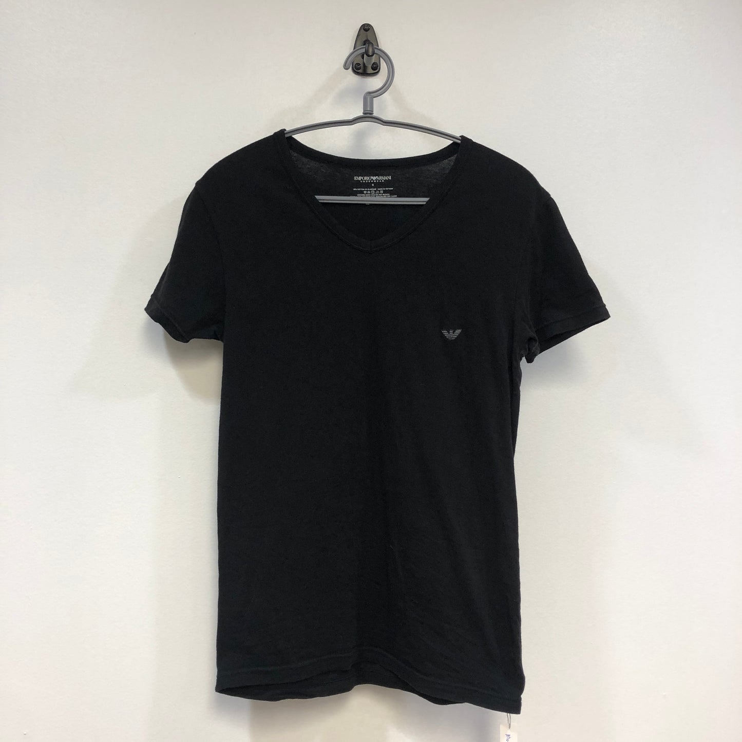 Emporio Armani Black V-Neck Logo T-Shirt Size S