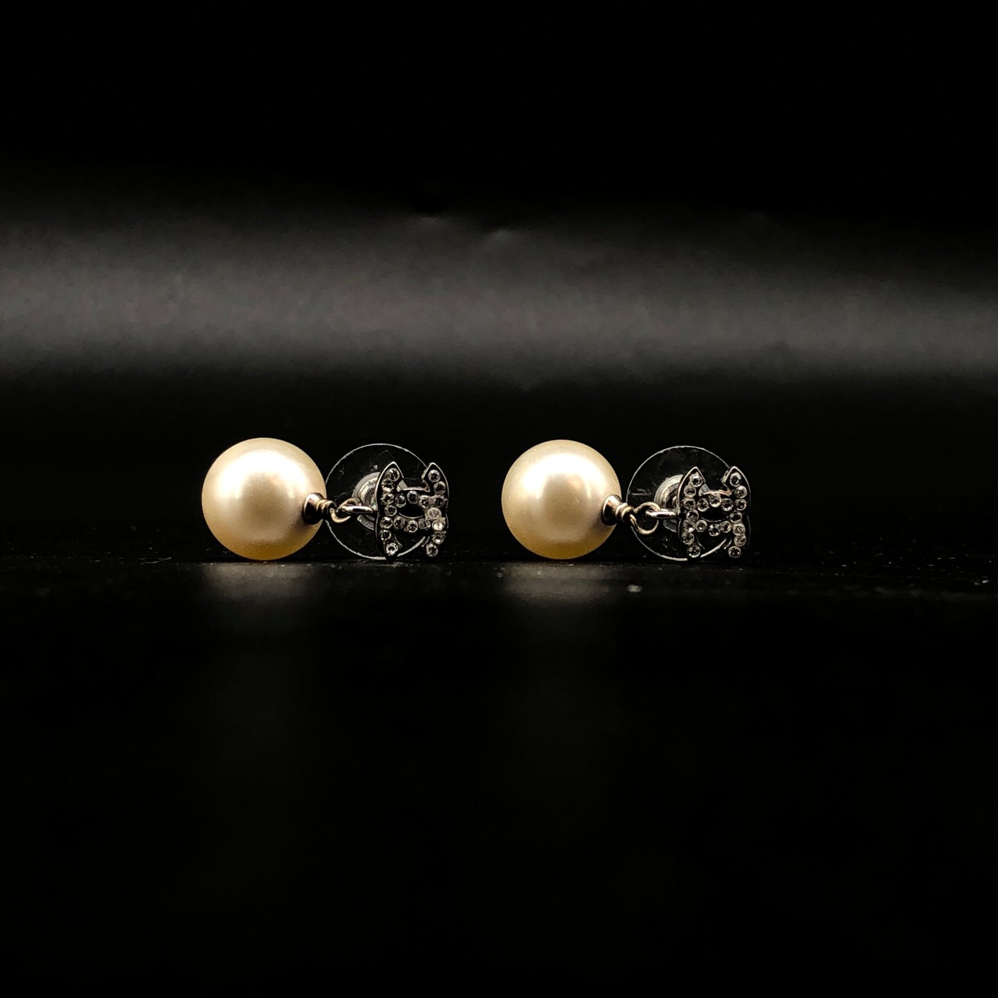 Chanel Pearl & Crystal CC Drop Earrings