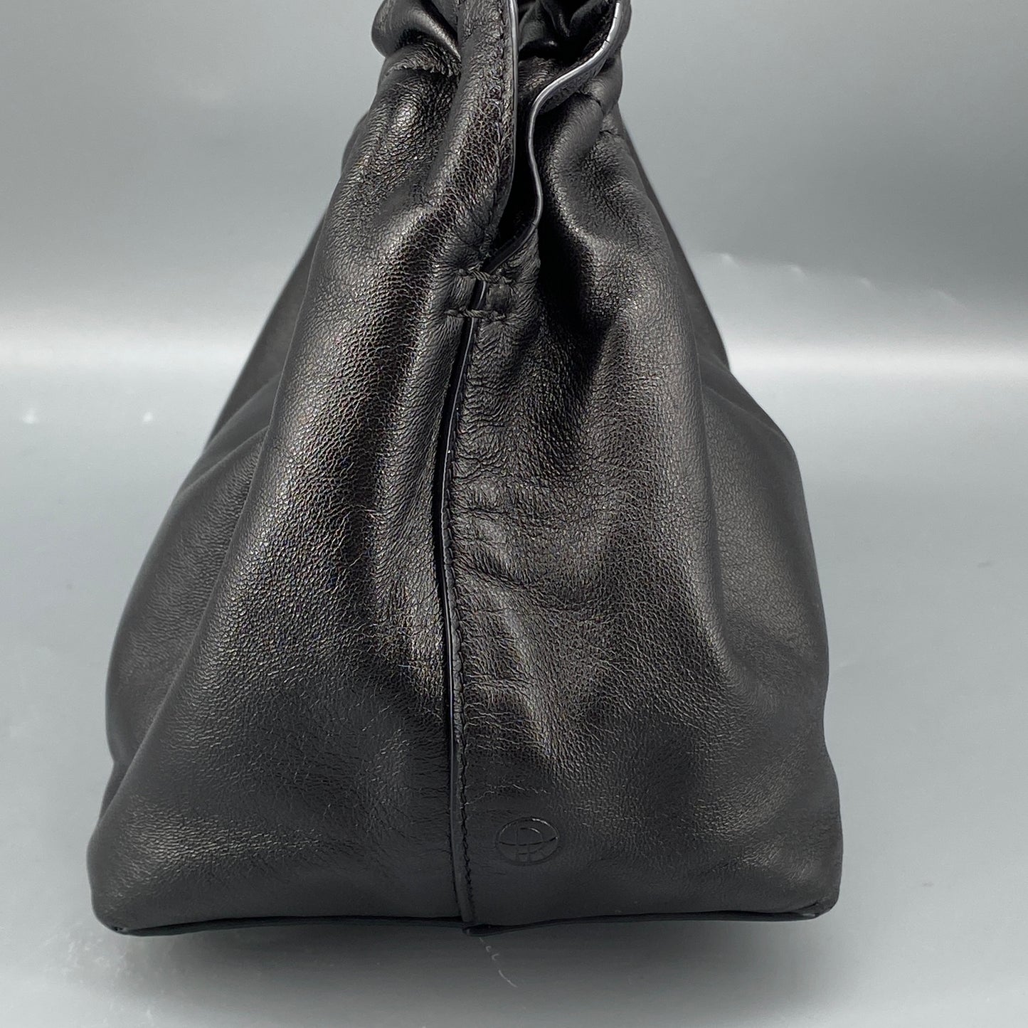 The Row Double Circle Bag Soft Black Leather Shoulder Bag
