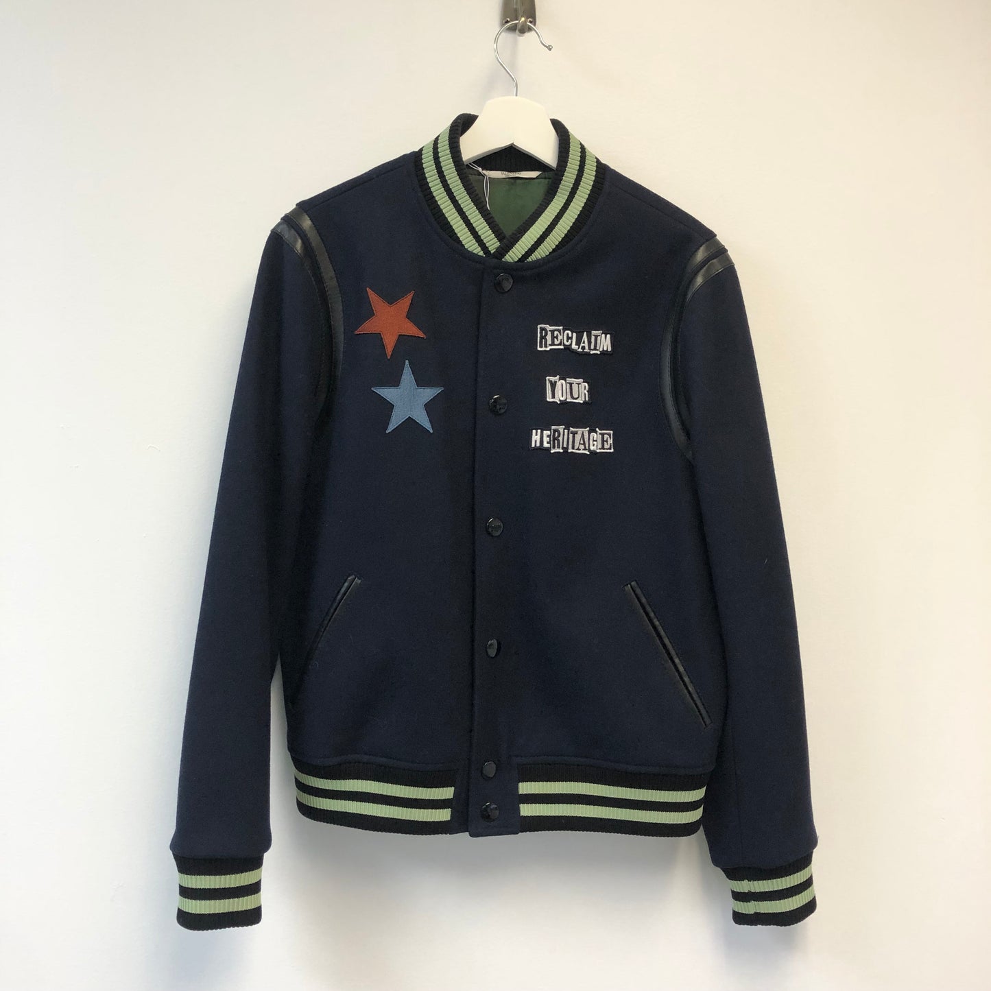 Valentino Wool-Blend and Leather Bomber Jacket