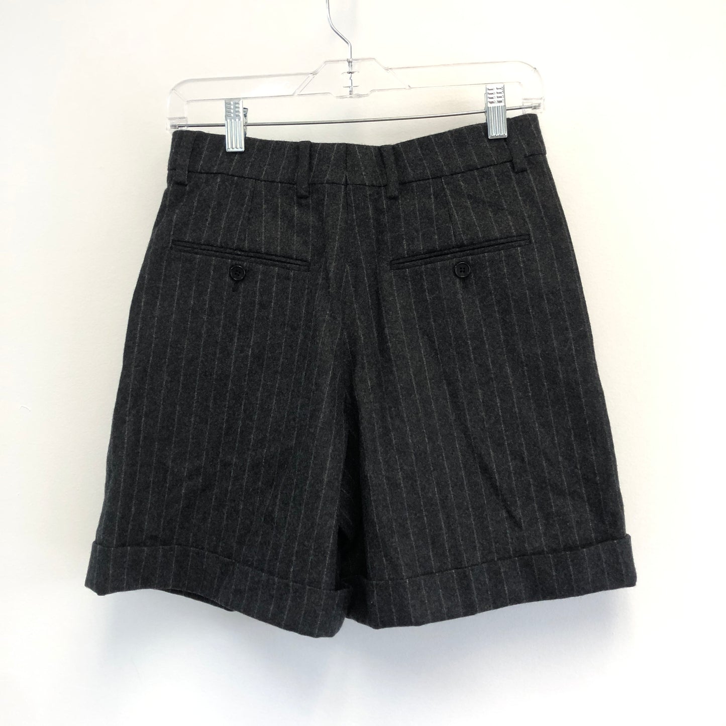 Celine Dark Grey Pinstripe Wool Shorts Size 36