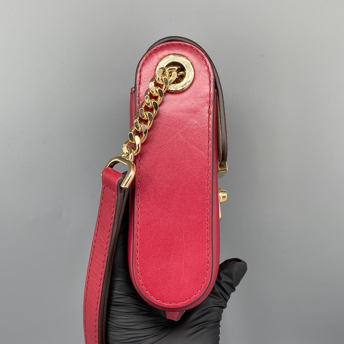 Michael Kors Red Leather Mini Vertical Crossbody Bag