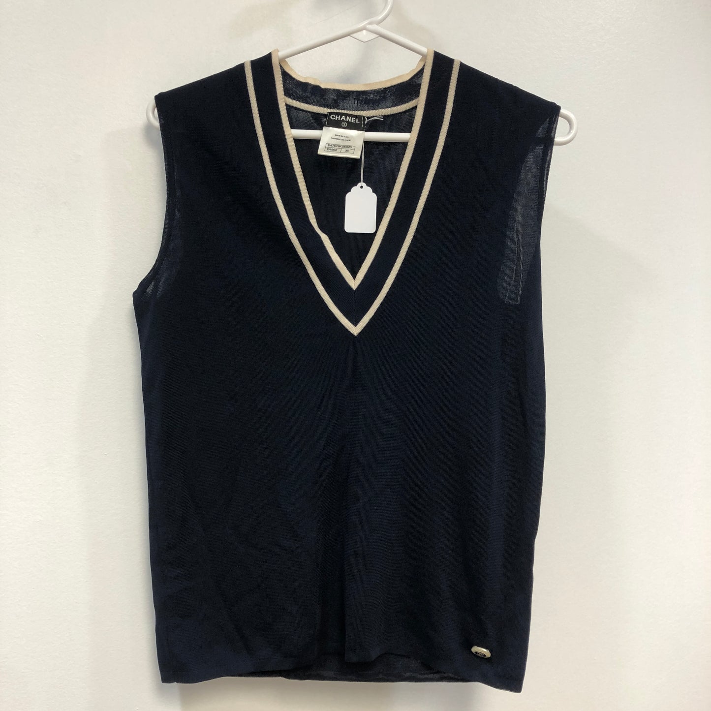 Chanel Black Cardigan with Attached Vest Size 36