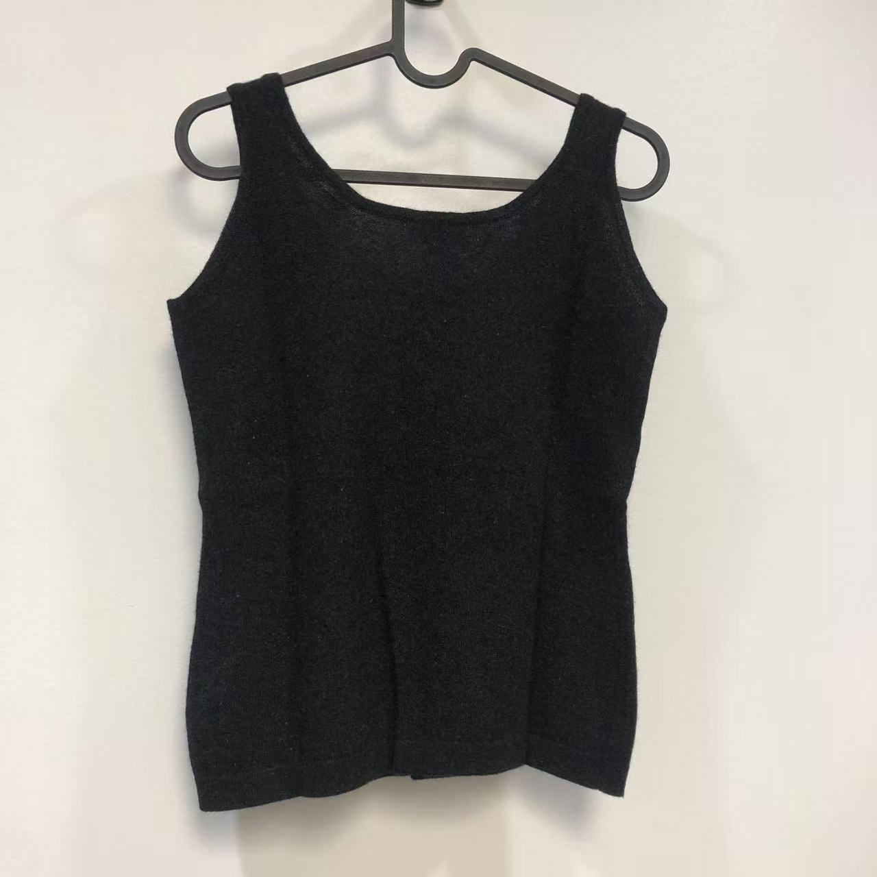 Max Mara Black Sleeveless Tank Top with Scoop Neckline