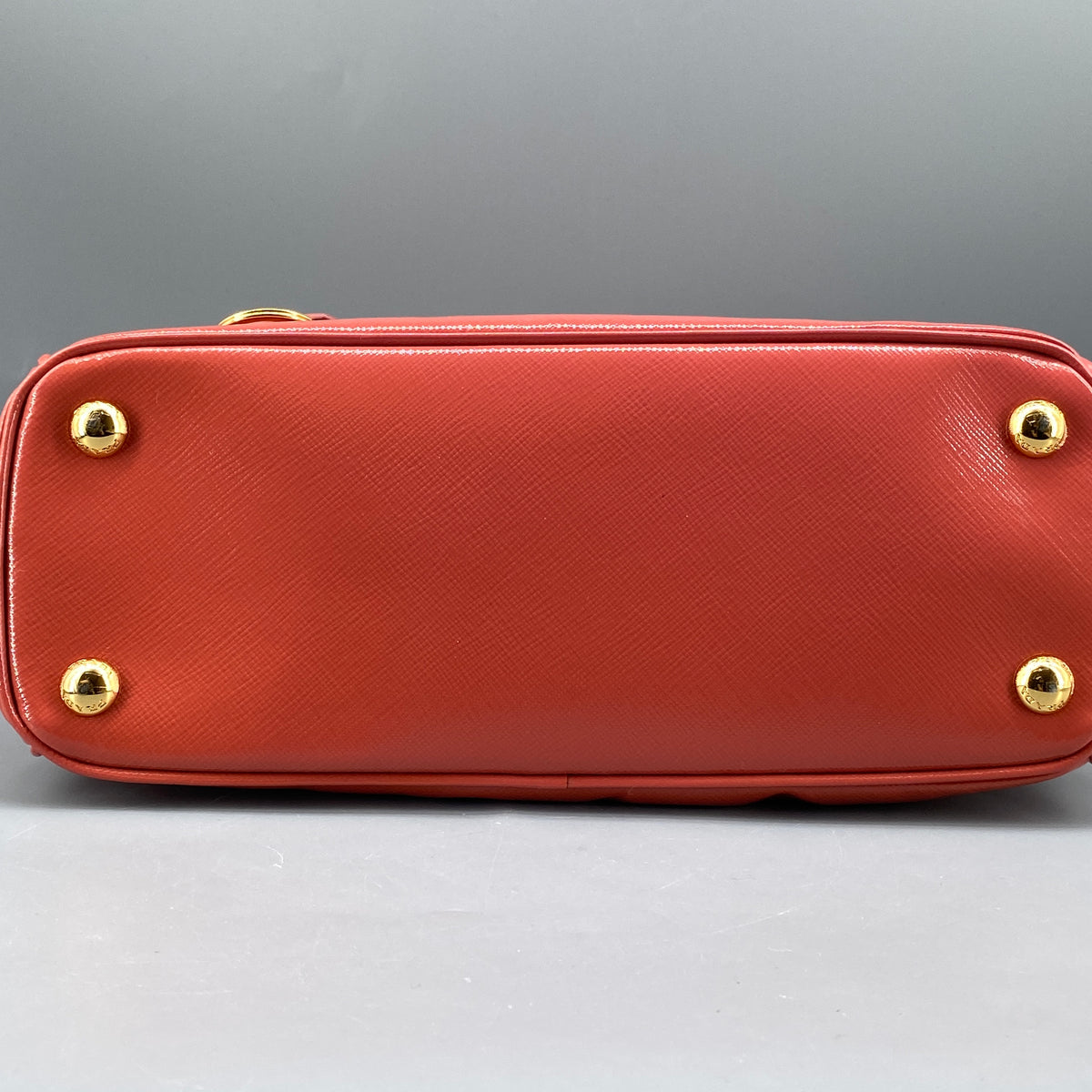 Prada Saffiano Vernice Small Galleria Double Zip Tote Arancio