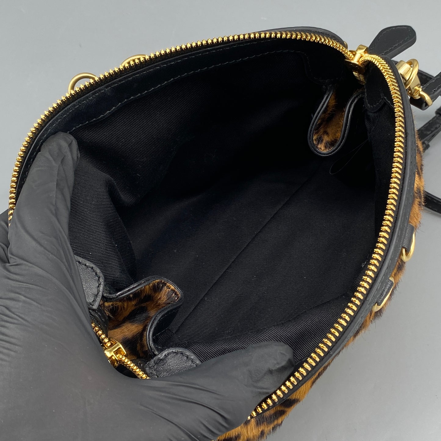 Miu Miu Leopard Print Haircalf Shoulder Bag