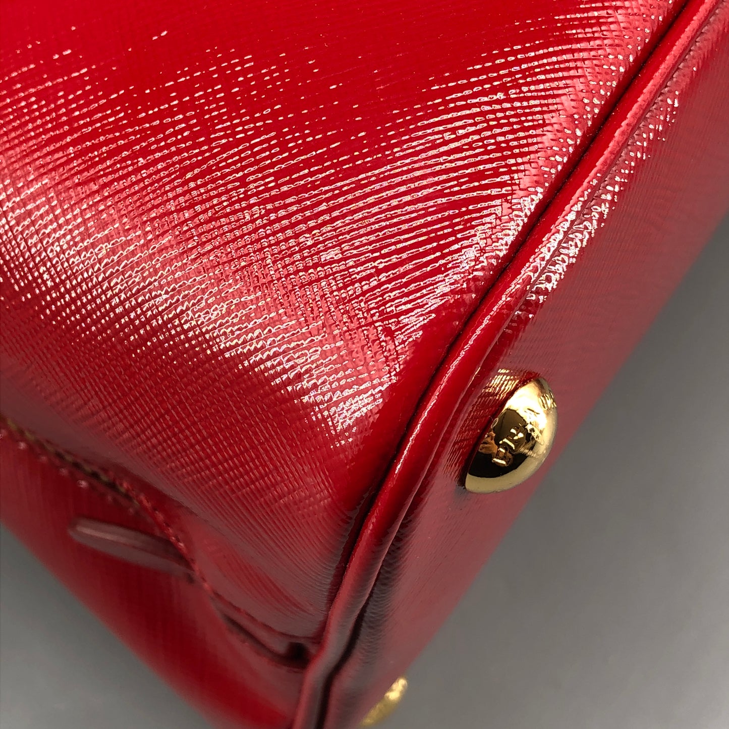 Prada Vernice Saffiano Promenade Dome Satchel Bag Red