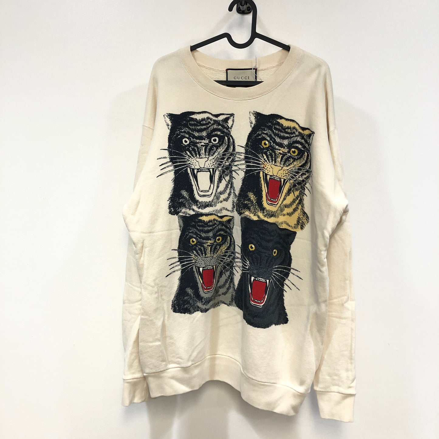 Gucci Off-White Graphic Print Crew Neck Sweatshirt Size L