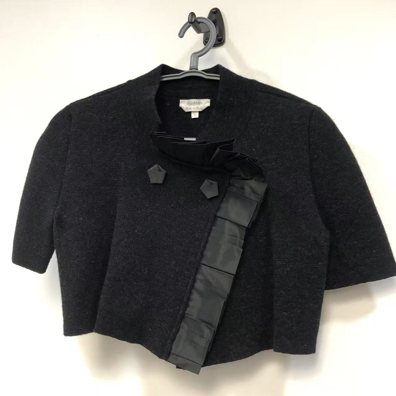 Max Mara Knit Top with Pleated Asymmetrical Overlay