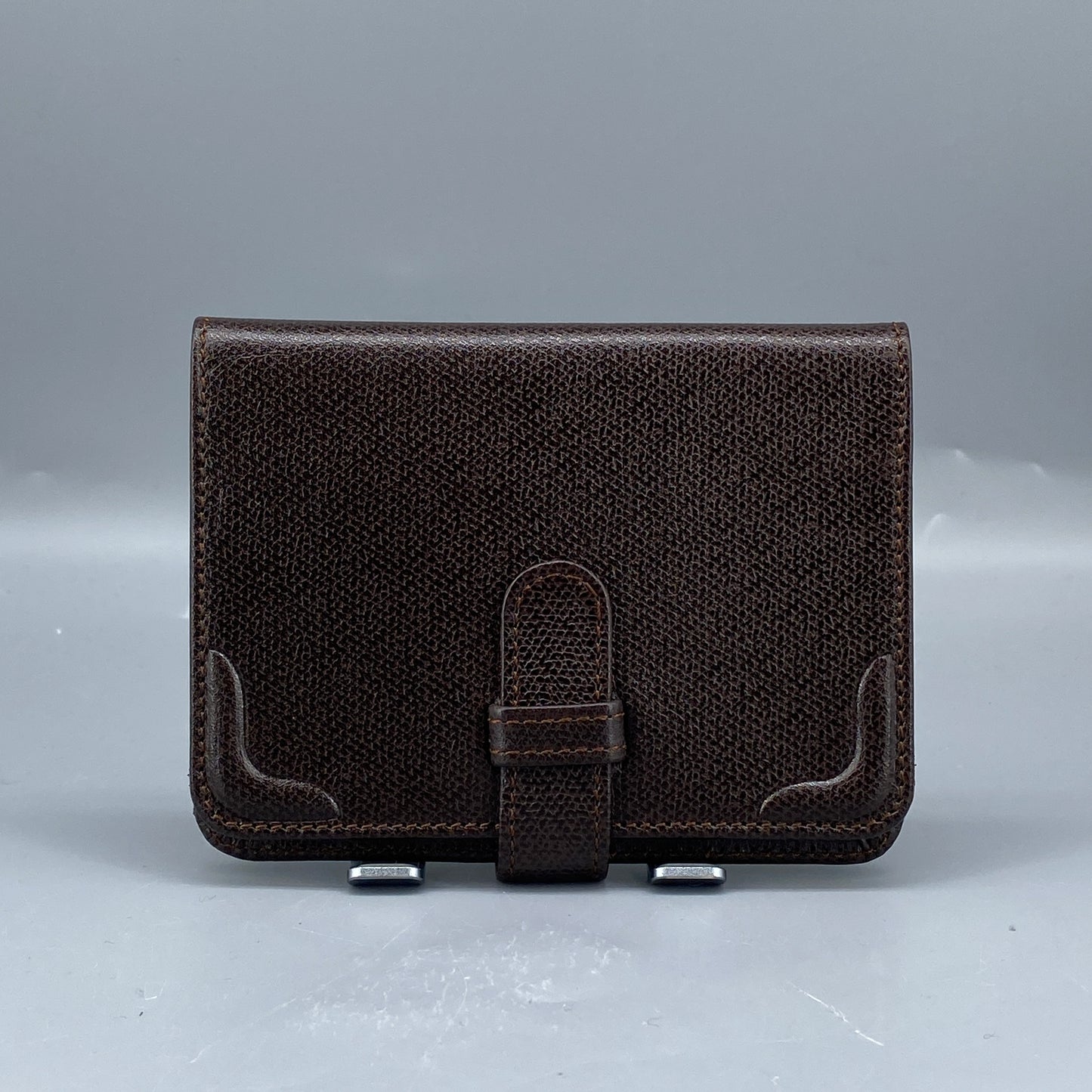 Lanvin Deep Brown Grain Leather Strap Bi-fold Short Wallet