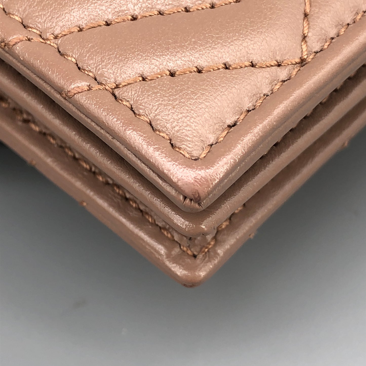 Gucci GG Marmont Chevron Quilted Compact Bifold Wallet Dirty Pink
