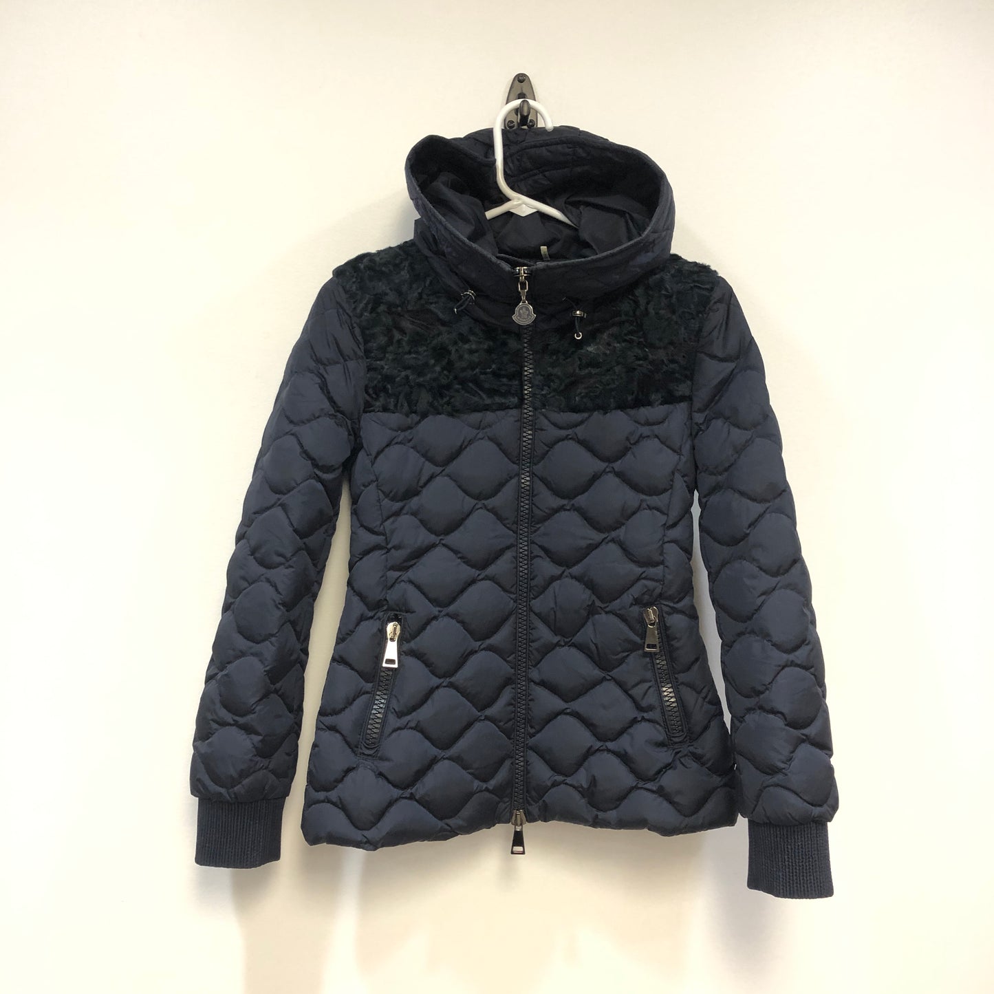 Moncler Dark Blue Quilted Down Jacket Size 00
