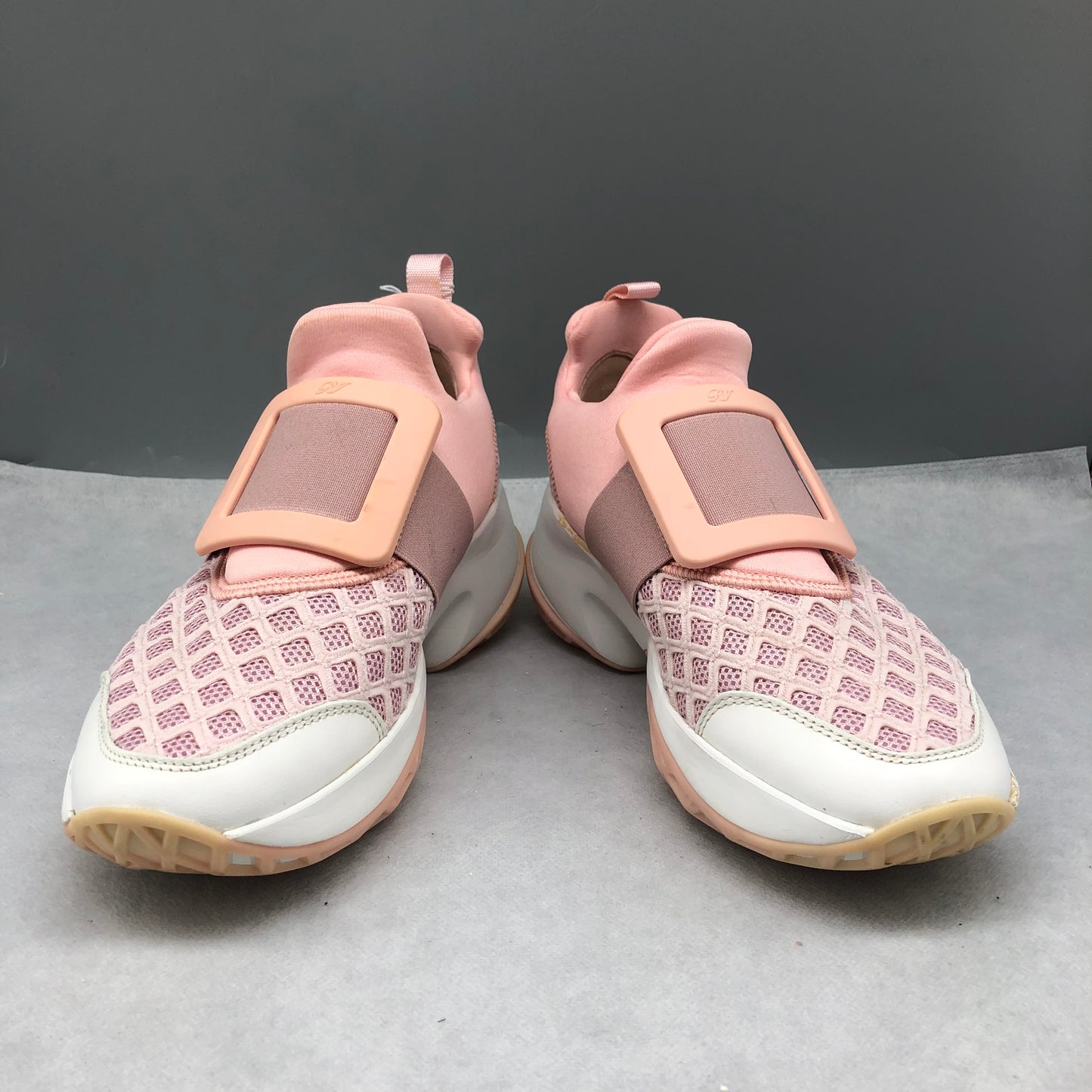 Roger Vivier Pink Buckle Strap Sneakers Women's Shoes Size 37
