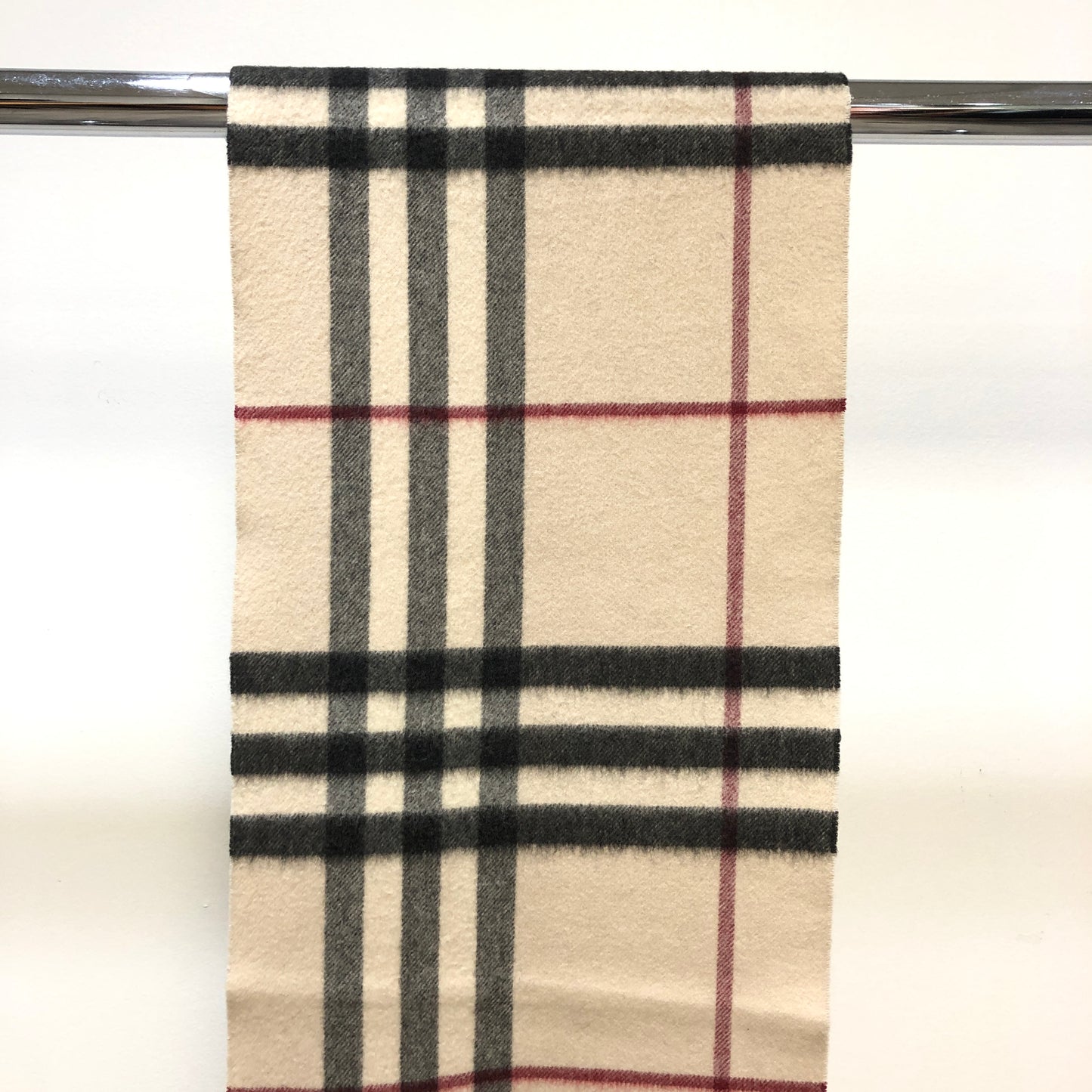 Burberry Beige Black Red Nova Check Cashmere Scarf 162×30cm