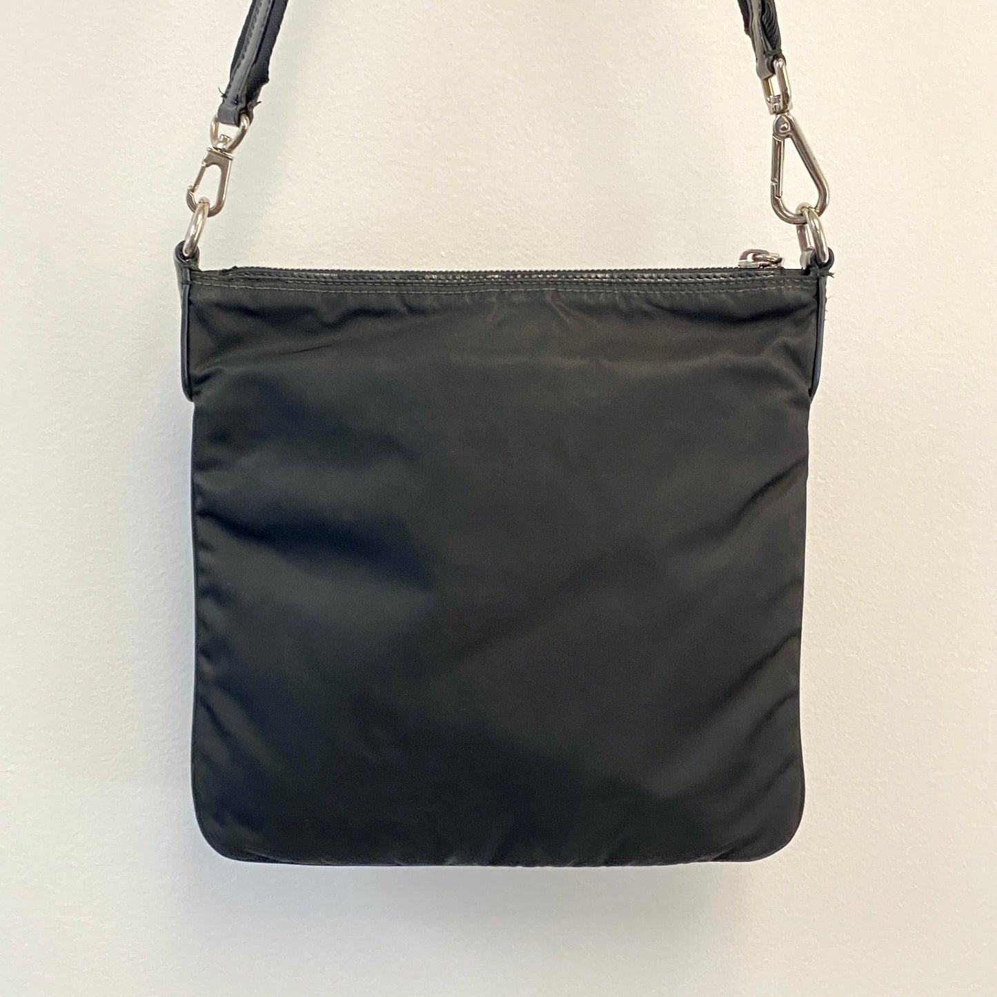 Prada Black Nylon Triangle Logo Crossbody Bag