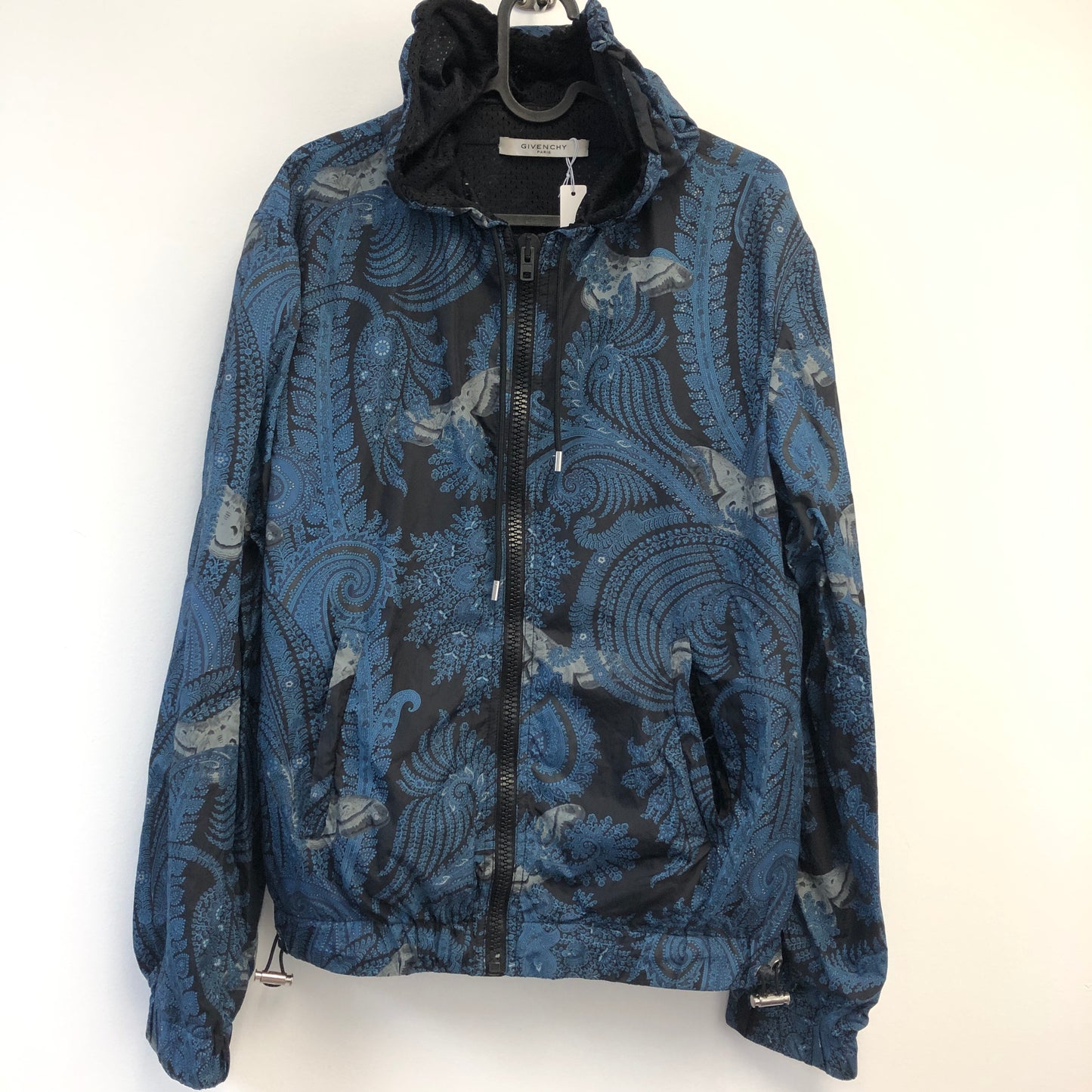 Givenchy Black/Blue Paisley Print Windbreaker Jacket Size S