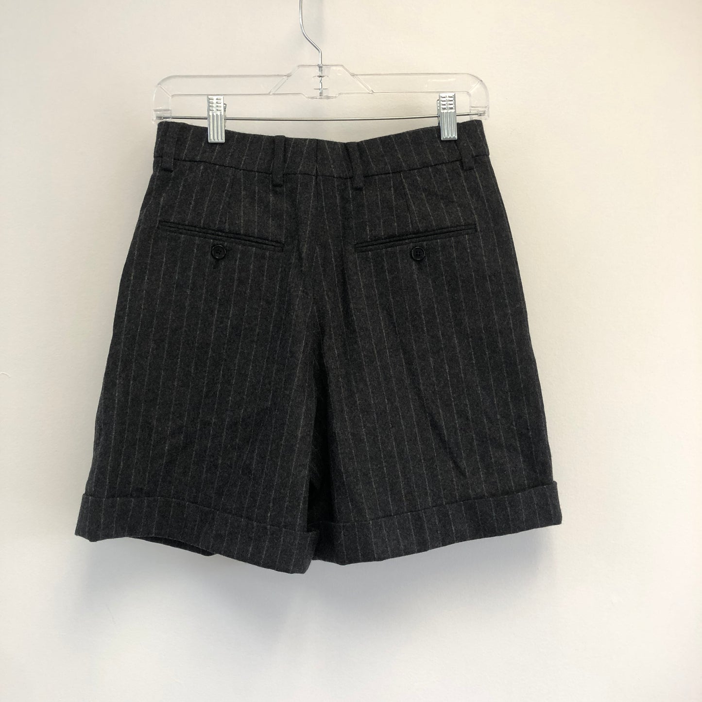 Celine Dark Grey Pinstripe Wool Shorts Size 36