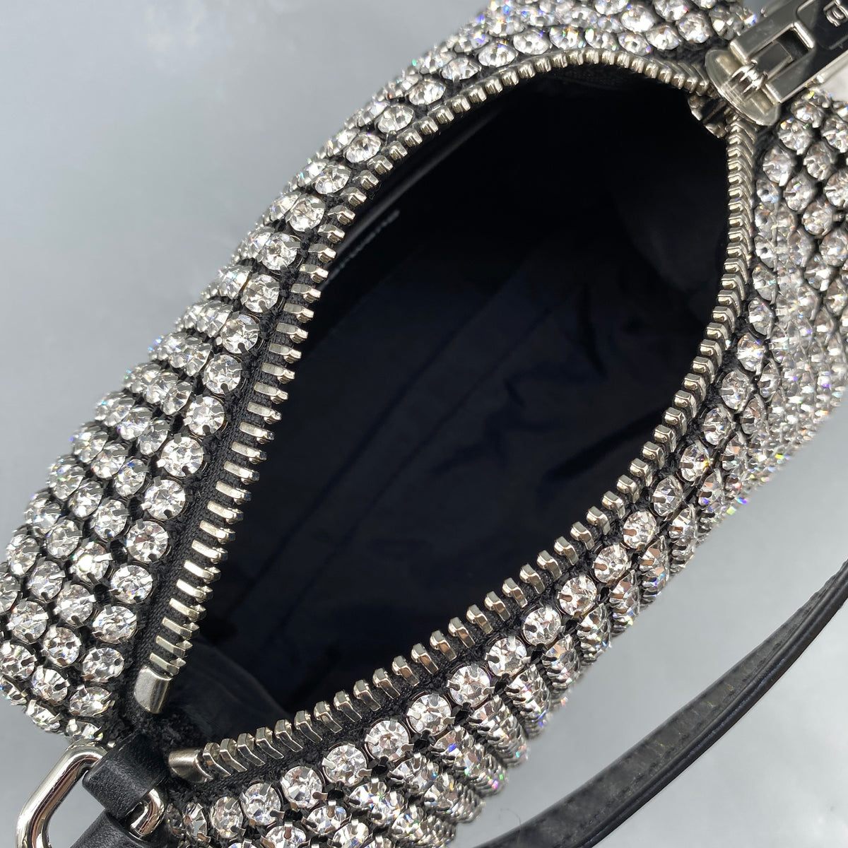 Alexander Wang Mesh Crystal Rhinestone Mini Heiress Pouch Black Silver