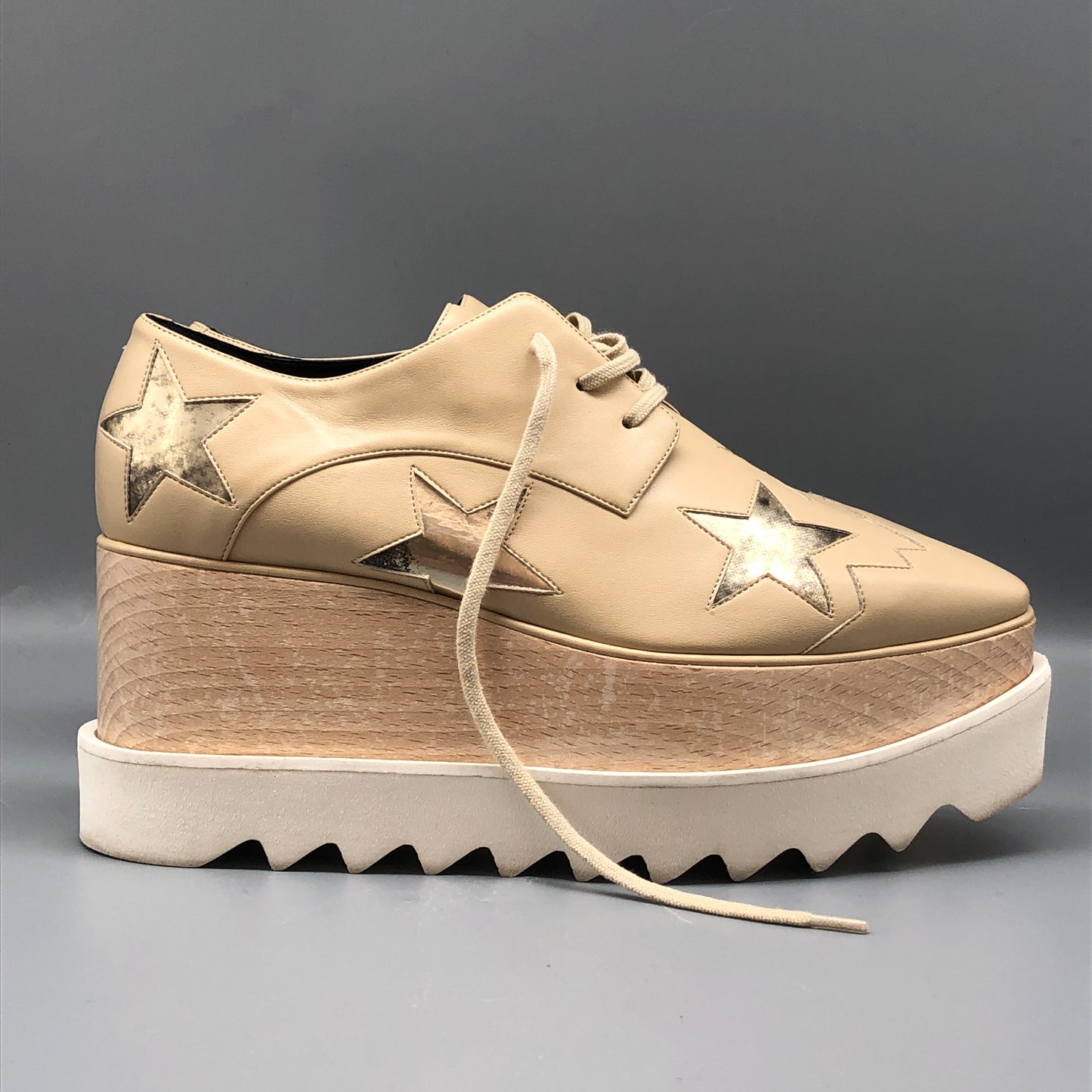 Stella McCartney Nude Star-Embellished Platform Sneakers Women's Shoes Size 36