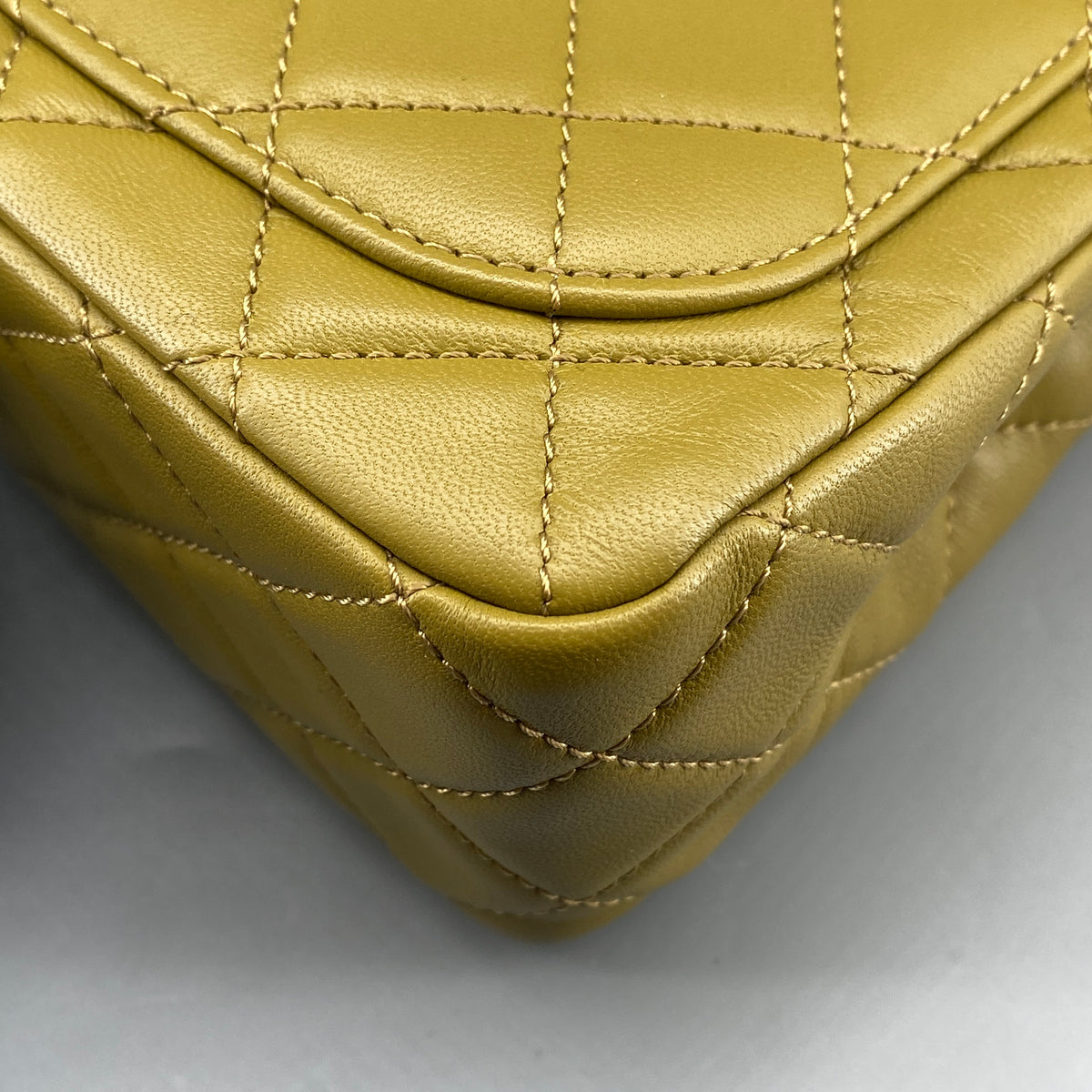 Chanel Olive Green Quilted  Lambskin Ball Charm Flap Bag