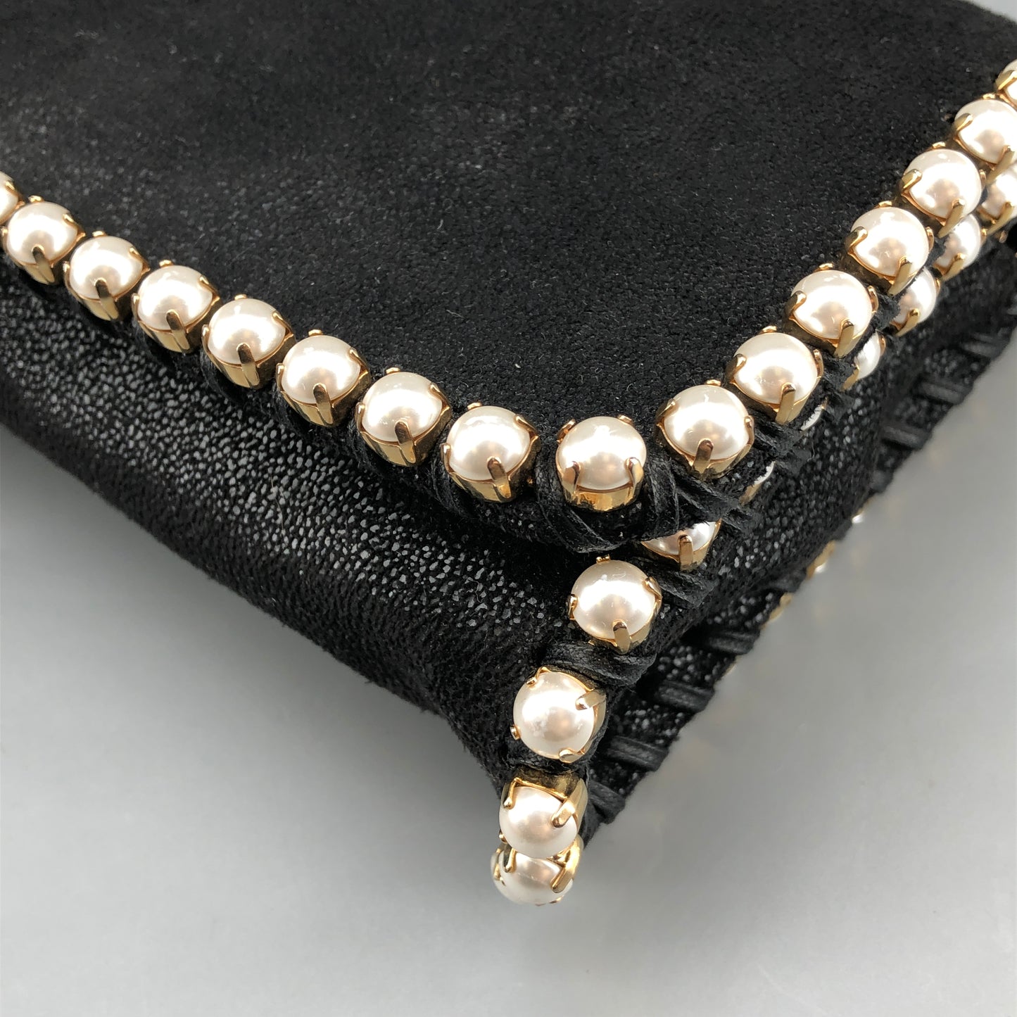 Stella McCartney Falabella Pearl-Trim Crossbody Bag Black/pearl