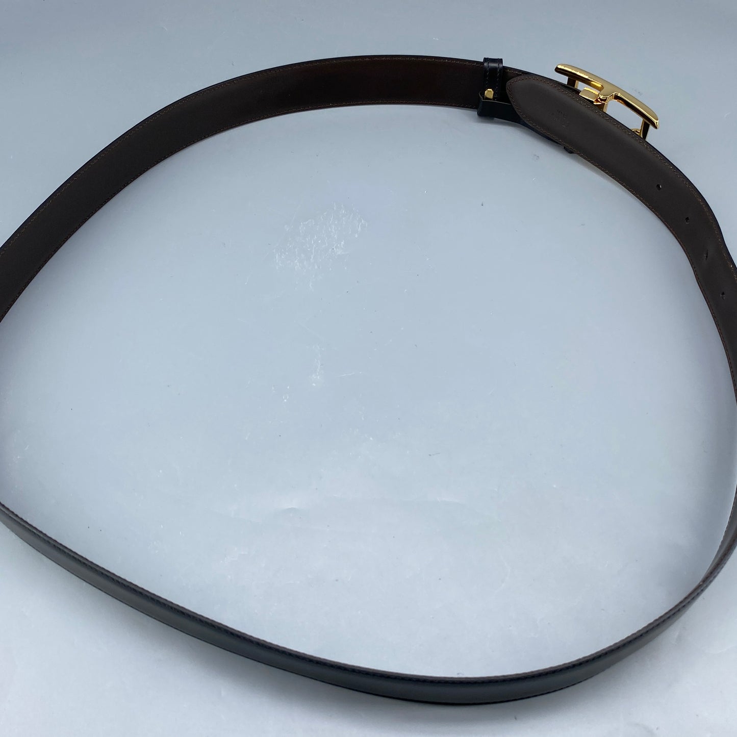 Cartier Black Smooth Leather Gold Square Pin Buckle Belt  105cm