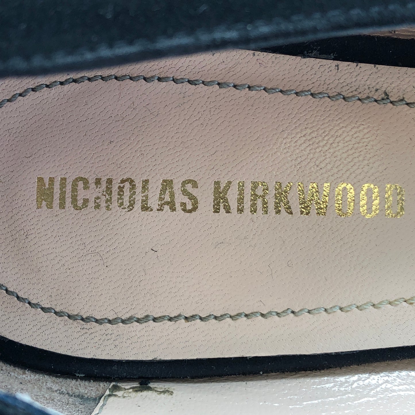 Nicholas Kirkwood Black Suede Pearl Heel Loafers Women's Shoes Size 37.5